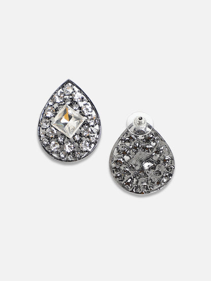 Set Of 2 Silver-Plated Contemporary Studs Earrings