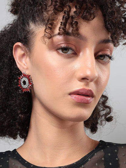Set Of 2 Silver-Plated Contemporary Studs Earrings