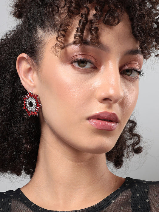 Set Of 2 Silver-Plated Contemporary Studs Earrings