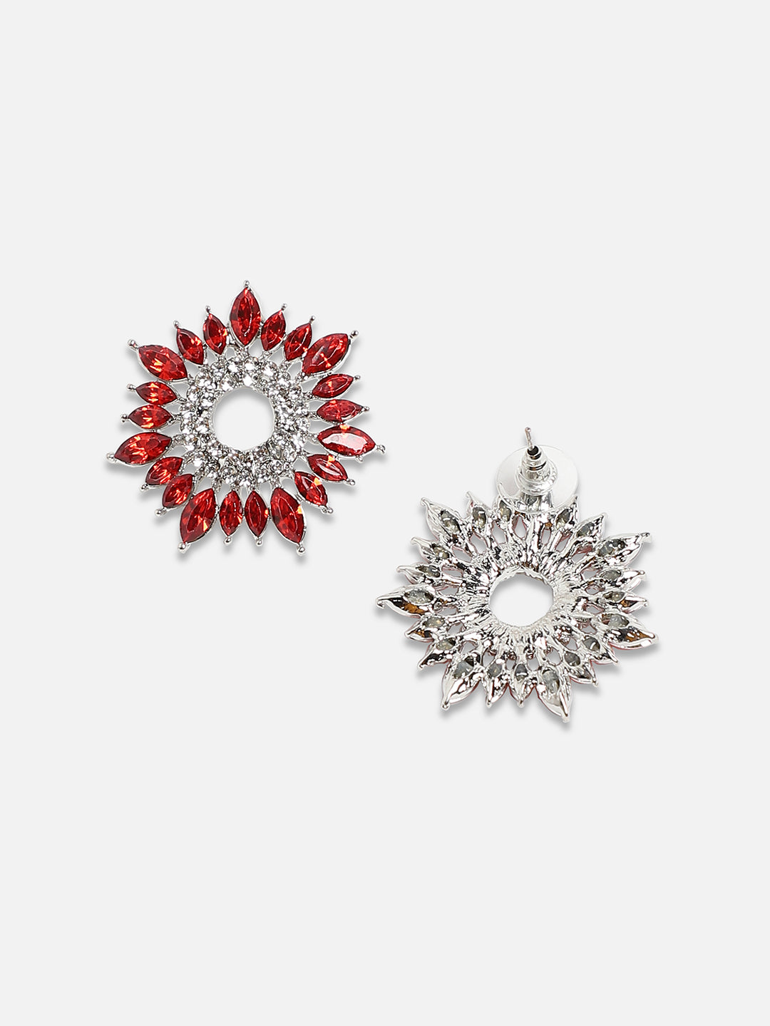 Set Of 2 Silver-Plated Contemporary Studs Earrings