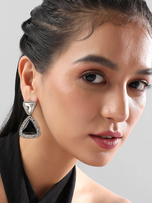 Set Of 2 Brass-Plated Contemporary Drop Earrings