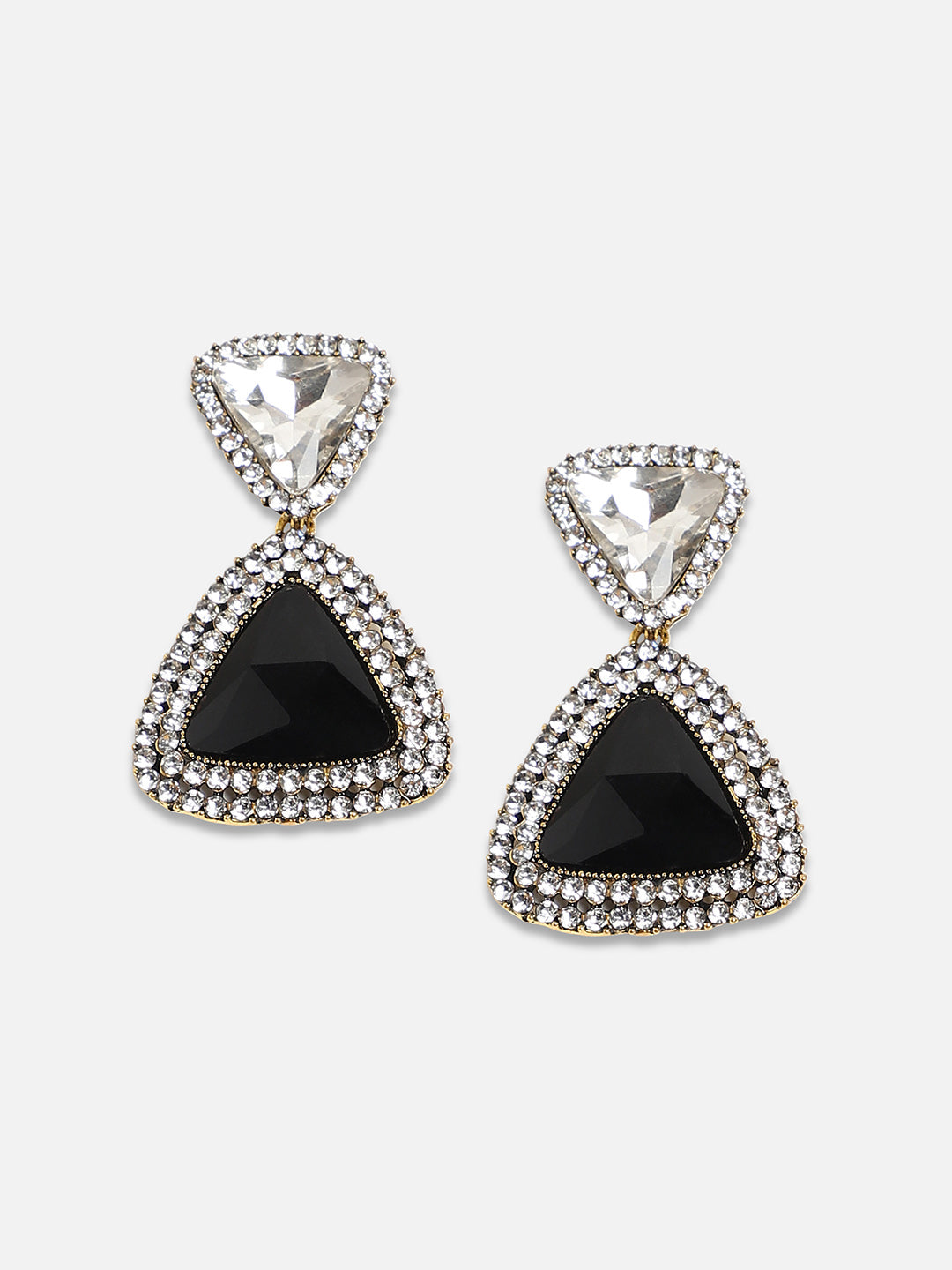 Set Of 2 Brass-Plated Contemporary Drop Earrings
