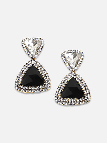 Set Of 2 Brass-Plated Contemporary Drop Earrings