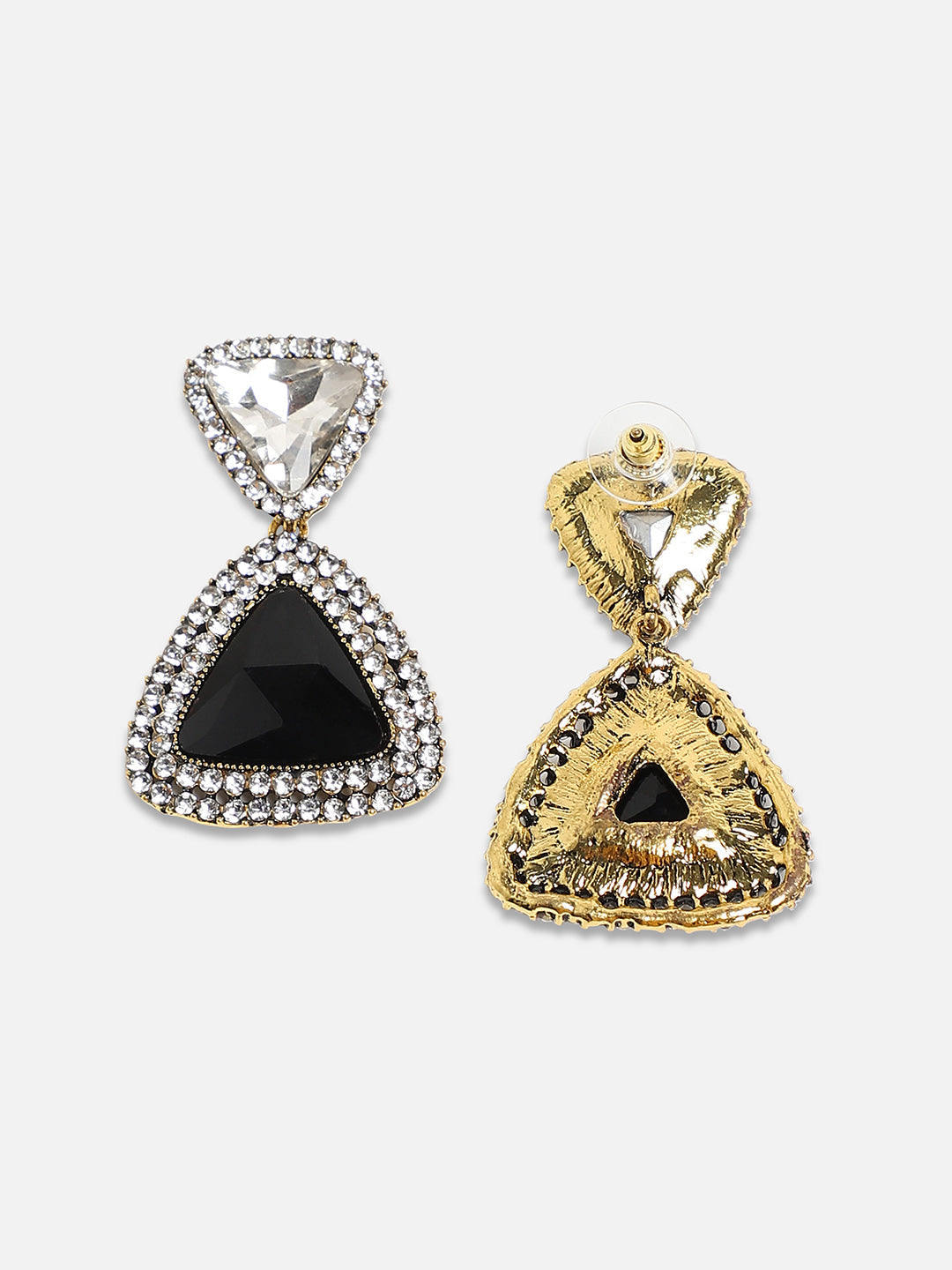 Set Of 2 Brass-Plated Contemporary Drop Earrings