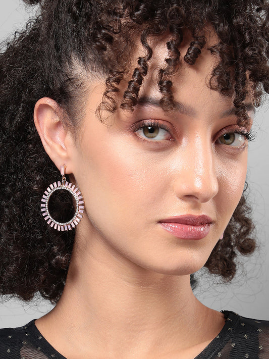 Set Of 2 Silver-Plated Stone Studded Drop Earrings