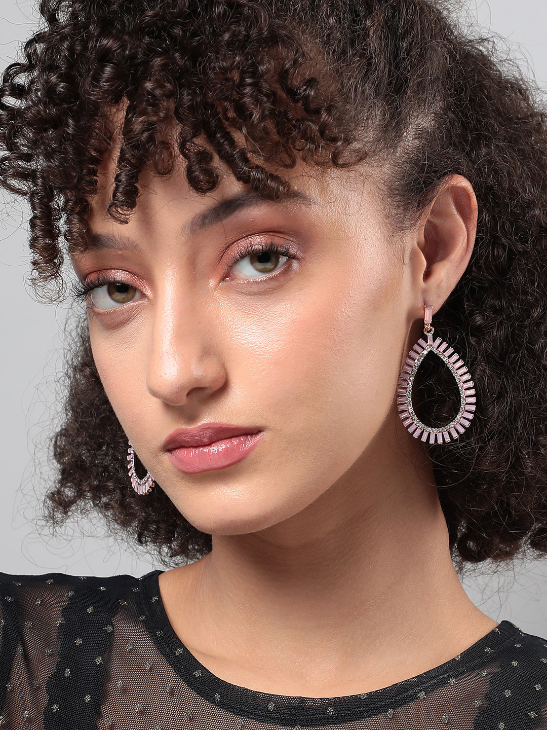 Set Of 2 Silver-Plated Stone Studded Drop Earrings