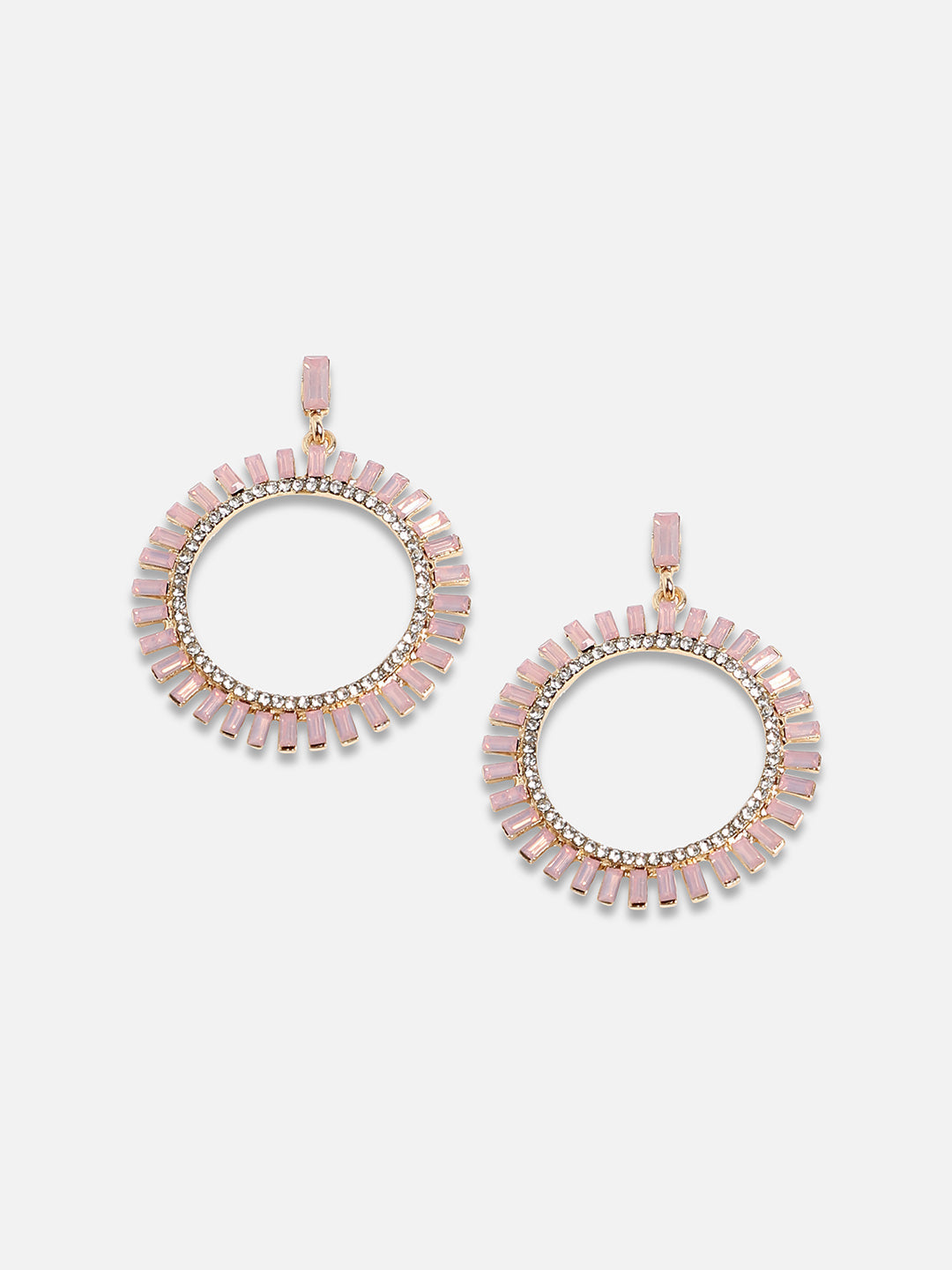 Set Of 2 Silver-Plated Stone Studded Drop Earrings