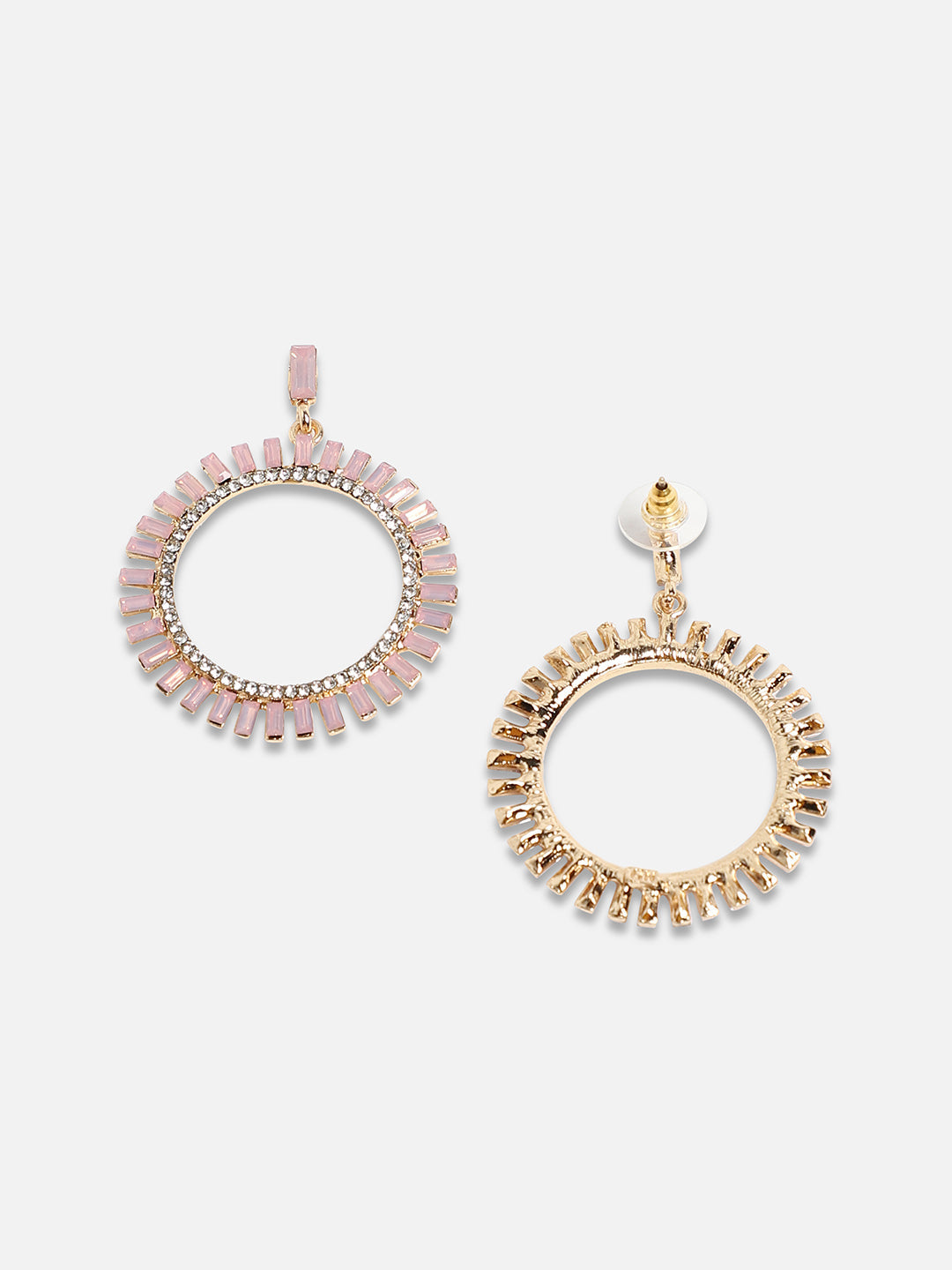 Set Of 2 Silver-Plated Stone Studded Drop Earrings