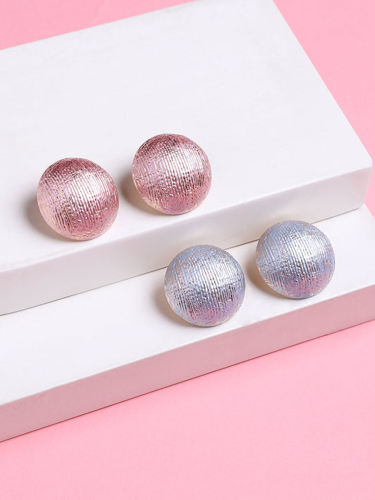 Set Of 2 Gold-Plated Contemporary Studs Earrings