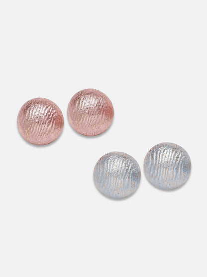 Set Of 2 Gold-Plated Contemporary Studs Earrings