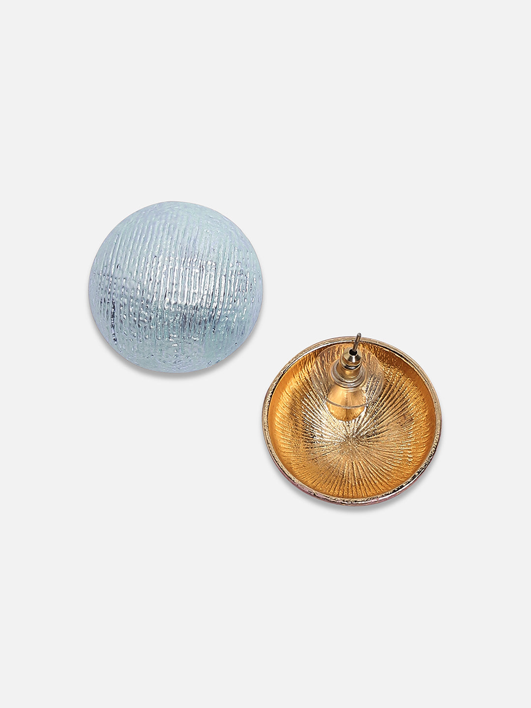 Set Of 2 Gold-Plated Contemporary Studs Earrings