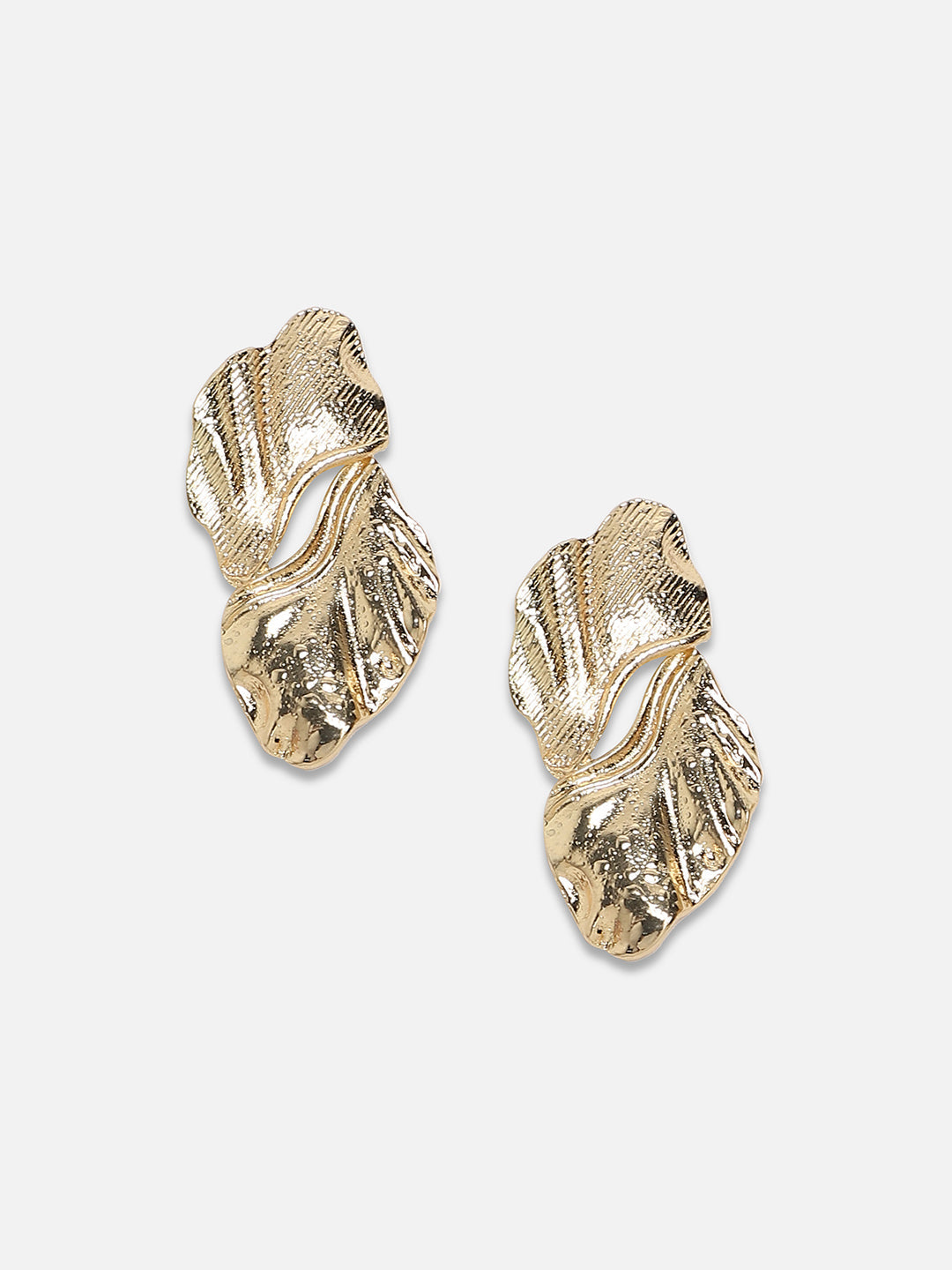 Set Of 2 Gold-Plated Contemporary Drop Earrings