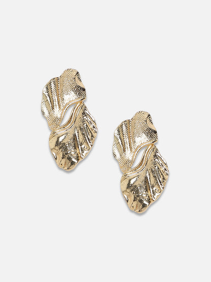 Set Of 2 Gold-Plated Contemporary Drop Earrings