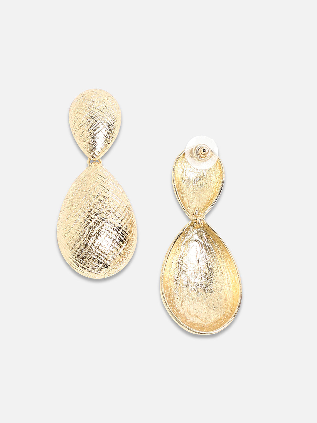 Set Of 2 Gold-Plated Contemporary Drop Earrings