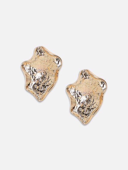 Set Of 2 Gold-Plated Contemporary Studs Earrings