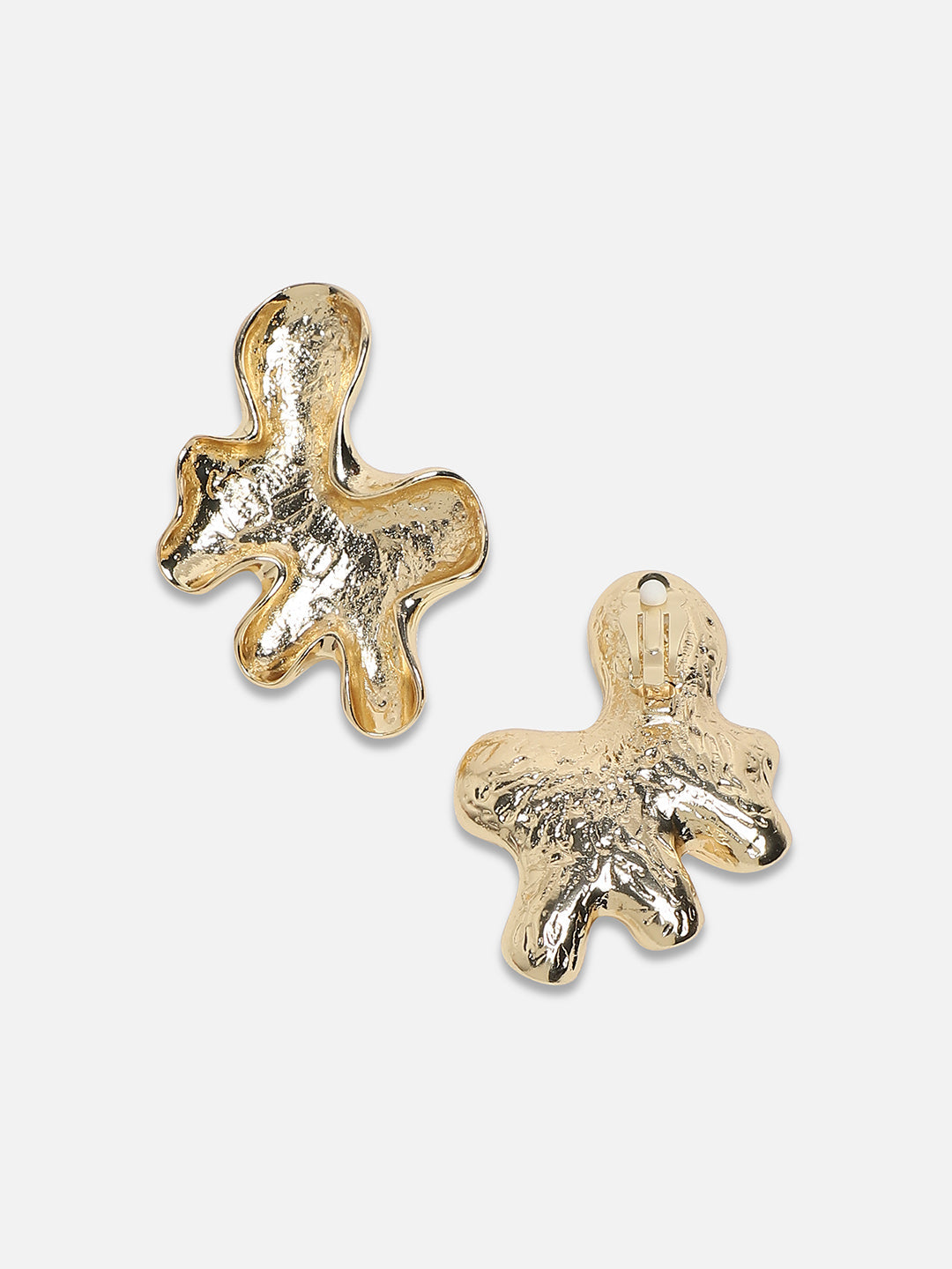 Set Of 2 Gold-Plated Contemporary Studs Earrings