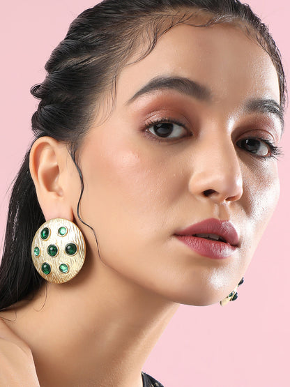 Set Of 2 Gold-Plated Contemporary Studs Earrings