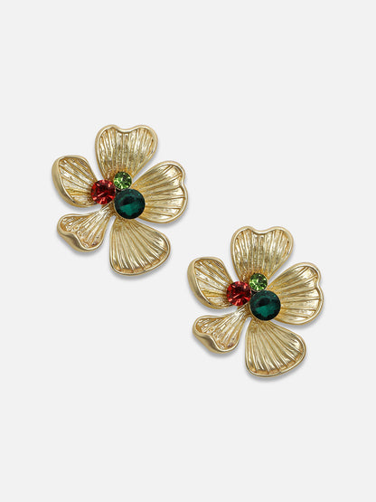 Set Of 2 Gold-Plated Contemporary Studs Earrings