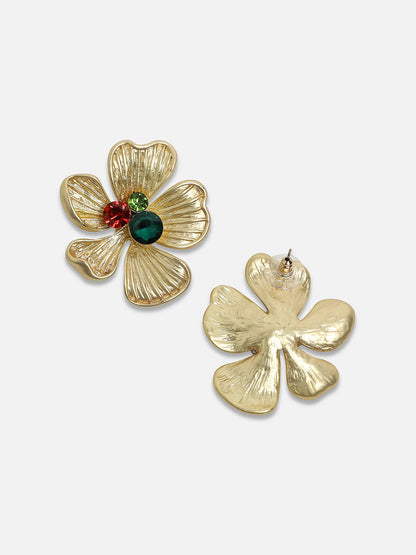 Set Of 2 Gold-Plated Contemporary Studs Earrings