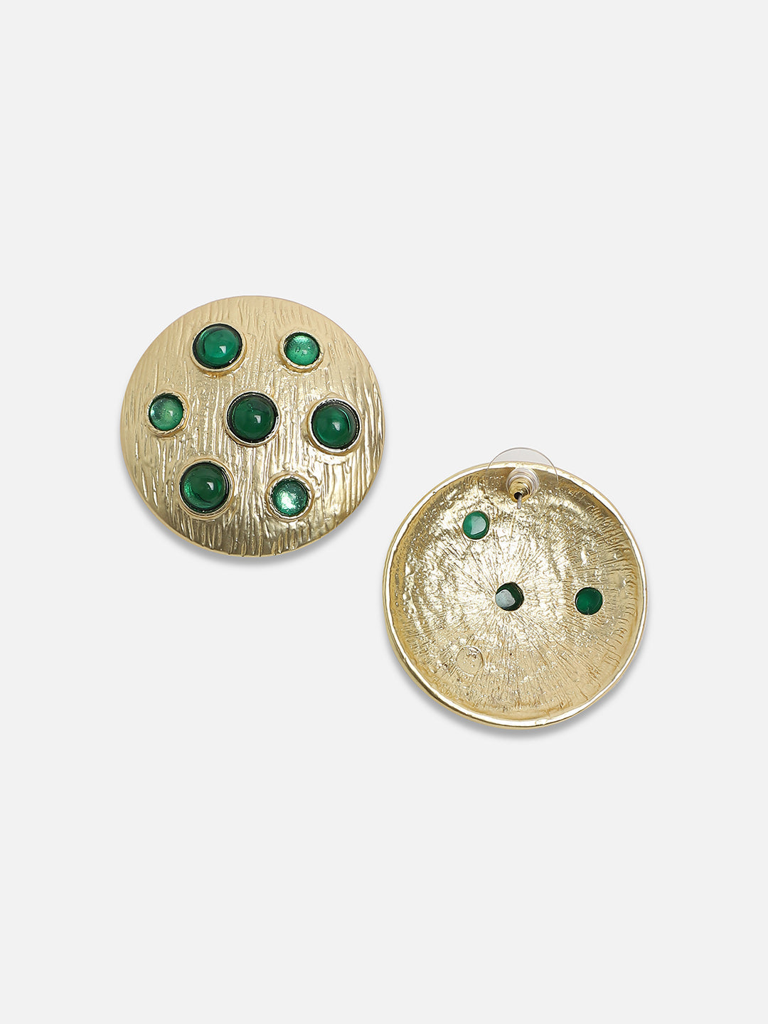 Set Of 2 Gold-Plated Contemporary Studs Earrings