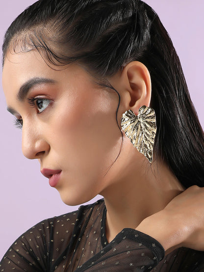 Set Of 2 Gold Plated Contemporary Stud Earrings