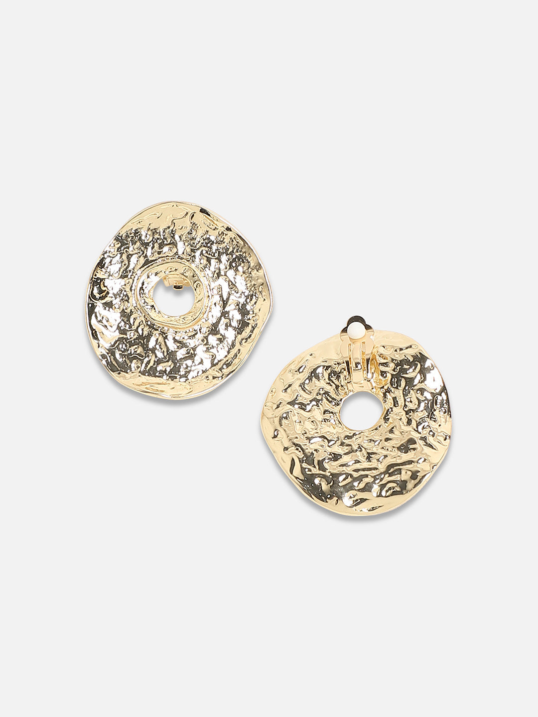 Set Of 2 Gold Plated Contemporary Stud Earrings