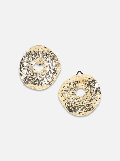 Set Of 2 Gold Plated Contemporary Stud Earrings
