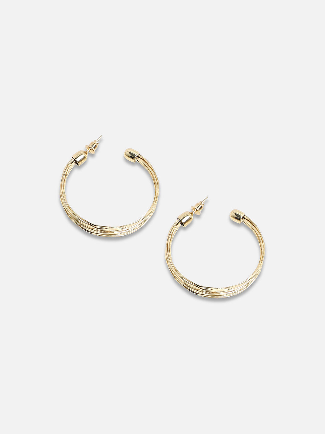 Set Of 2 Gold-Plated Contemporary Hoop Earrings