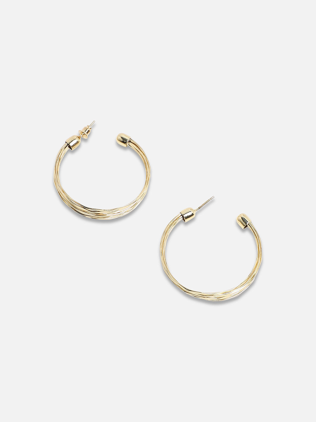Set Of 2 Gold-Plated Contemporary Hoop Earrings
