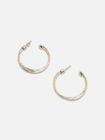 Set Of 2 Gold-Plated Contemporary Hoop Earrings