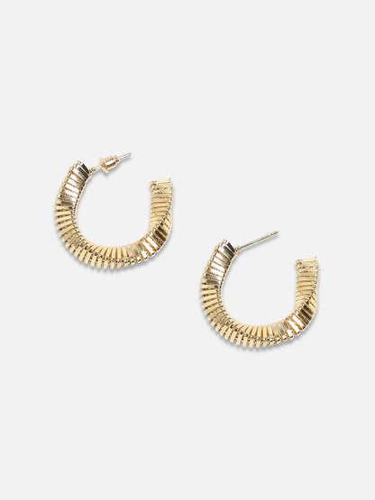 Set Of 2 Gold-Plated Contemporary Hoop Earrings