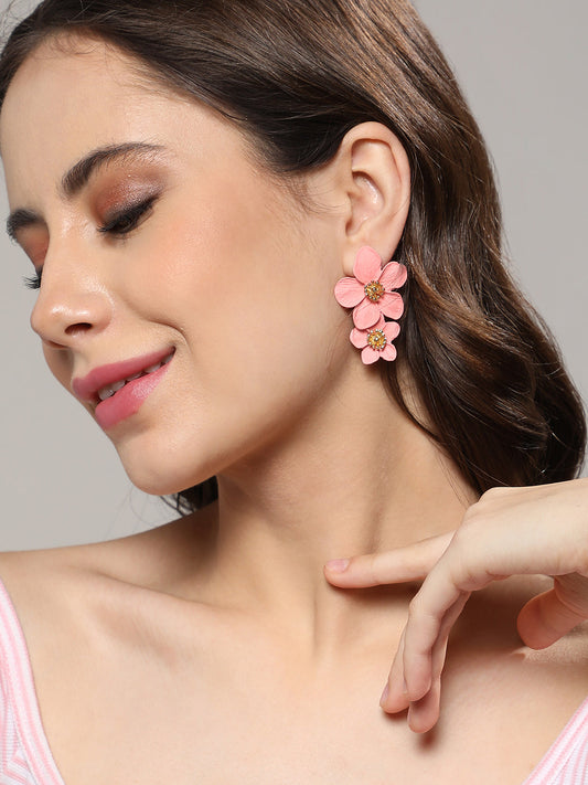 Set Of 2 Gold Plated Contemporary Drop Earrings