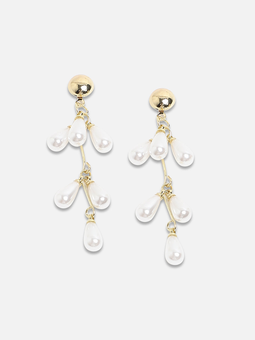 Set Of 2 Gold Plated Contemporary Drop Earrings