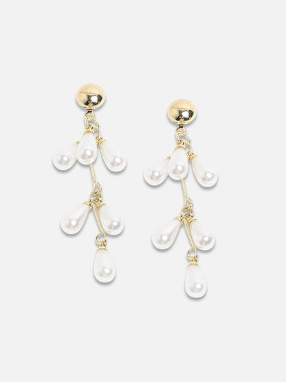 Set Of 2 Gold Plated Contemporary Drop Earrings