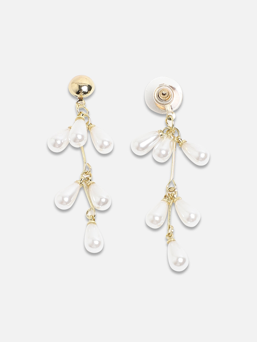Set Of 2 Gold Plated Contemporary Drop Earrings
