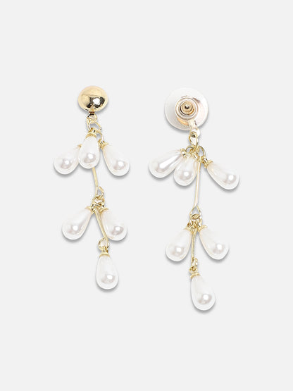 Set Of 2 Gold Plated Contemporary Drop Earrings