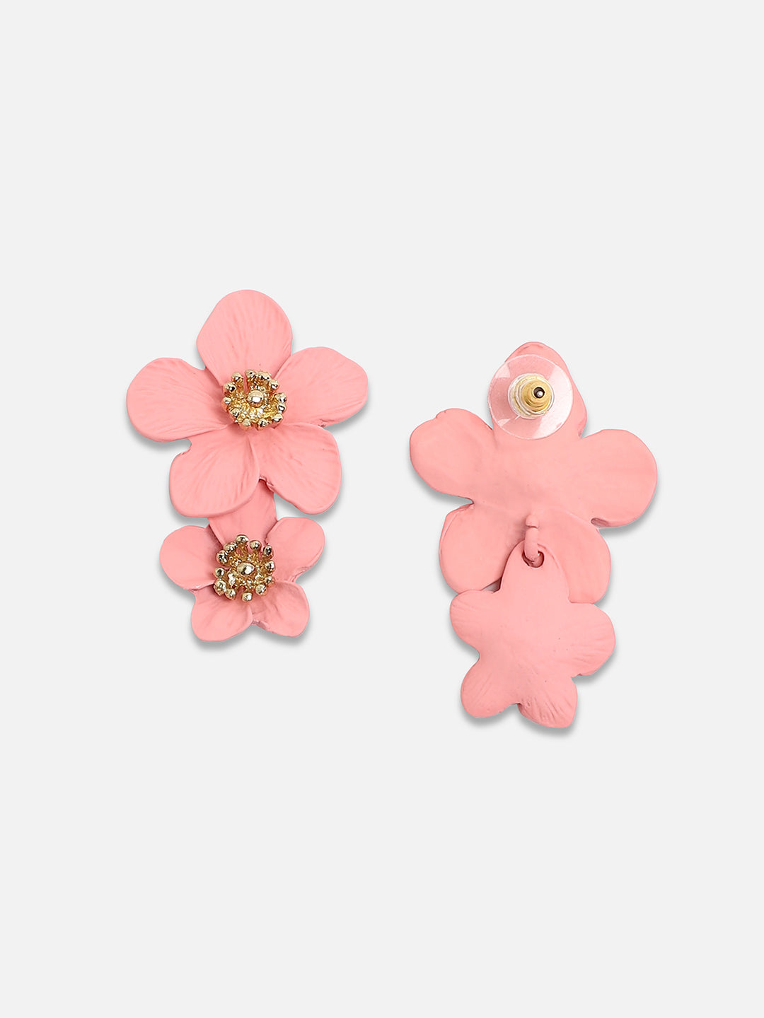 Set Of 2 Gold Plated Contemporary Drop Earrings
