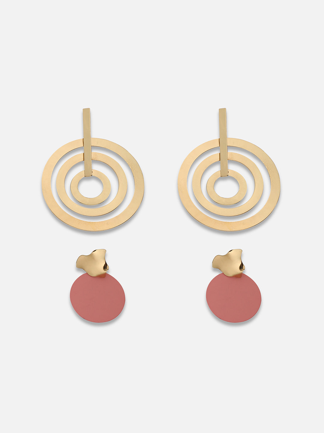 Set Of 2 Gold-Plated Contemporary Drop Earrings
