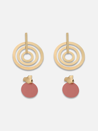 Set Of 2 Gold-Plated Contemporary Drop Earrings