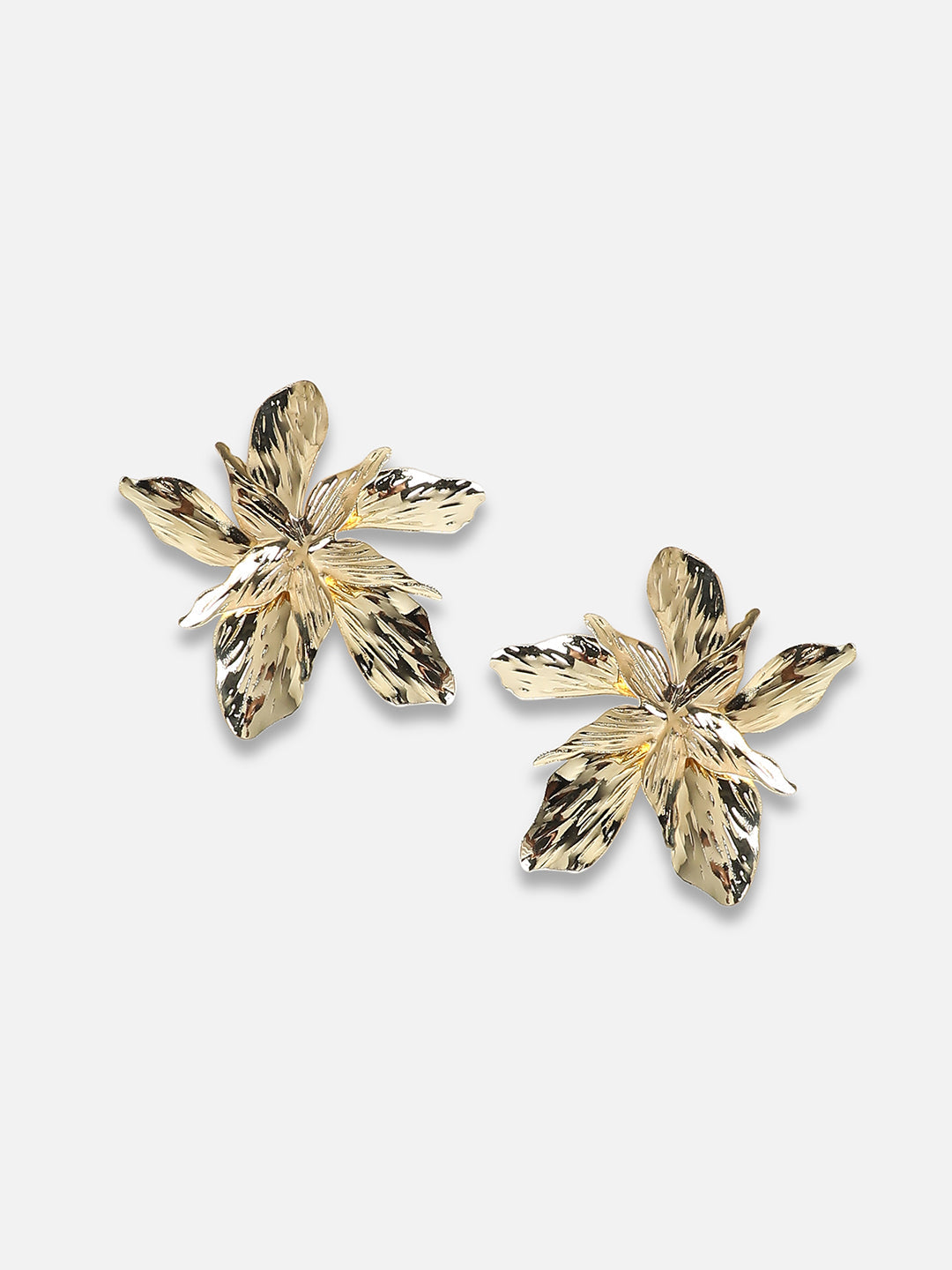 Set Of 2 Gold-Plated Contemporary Studs Earrings