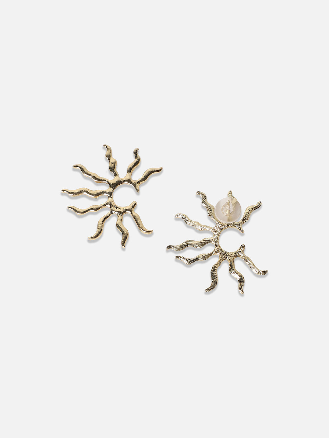 Set Of 2 Gold-Plated Contemporary Studs Earrings