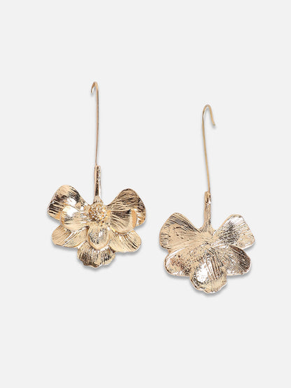 Set Of 2 Gold-Plated Contemporary Drop Earrings