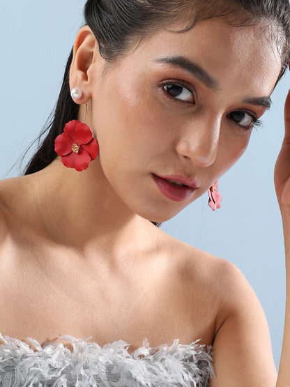 Set Of 2 Gold-Plated Contemporary Drop Earrings