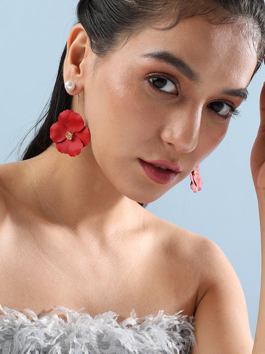 Set Of 2 Gold-Plated Contemporary Drop Earrings