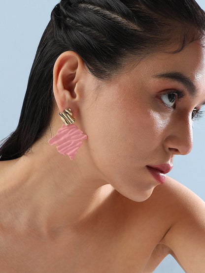 Set Of 2 Gold-Plated Contemporary Drop Earrings