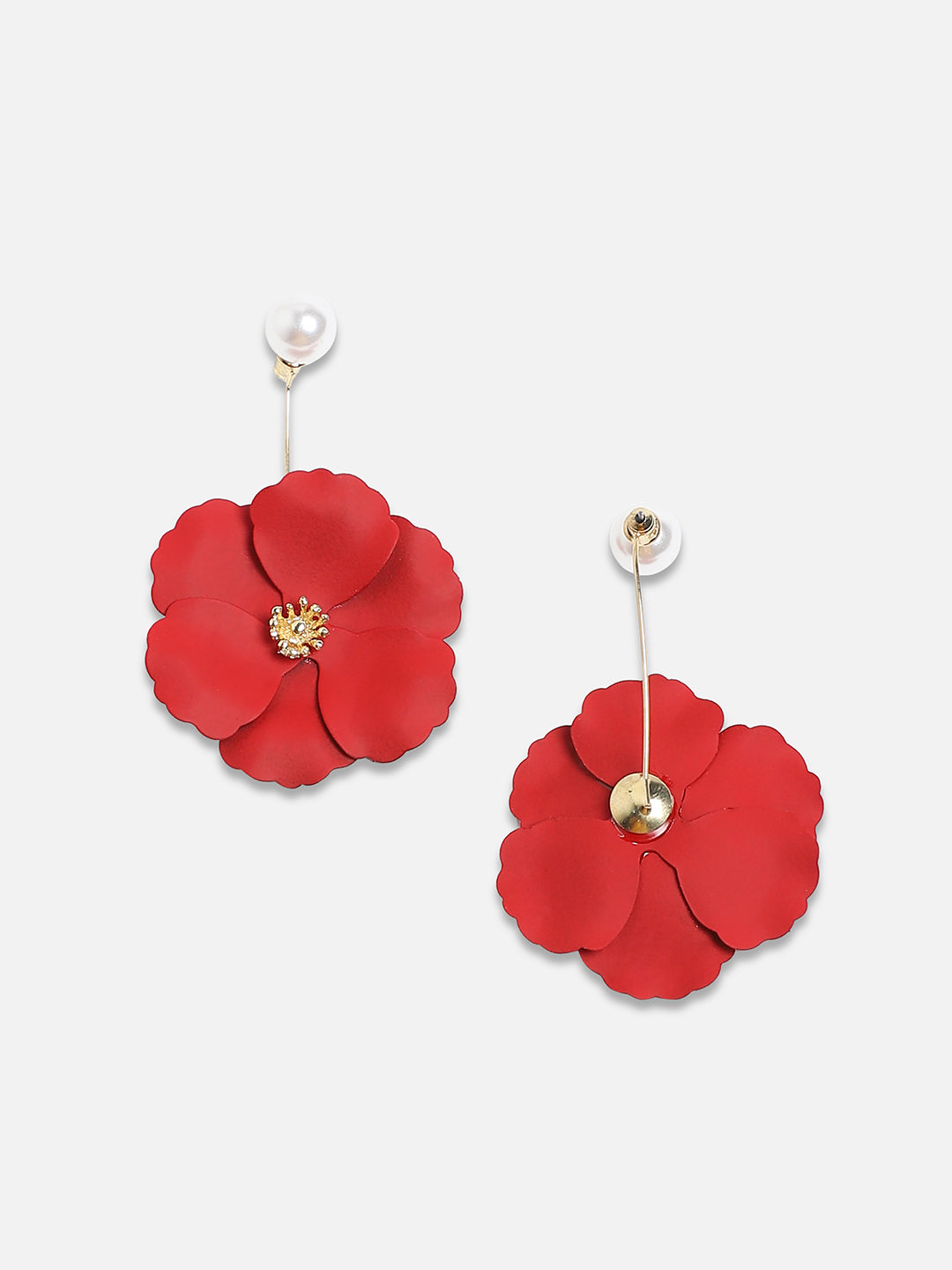 Set Of 2 Gold-Plated Contemporary Drop Earrings