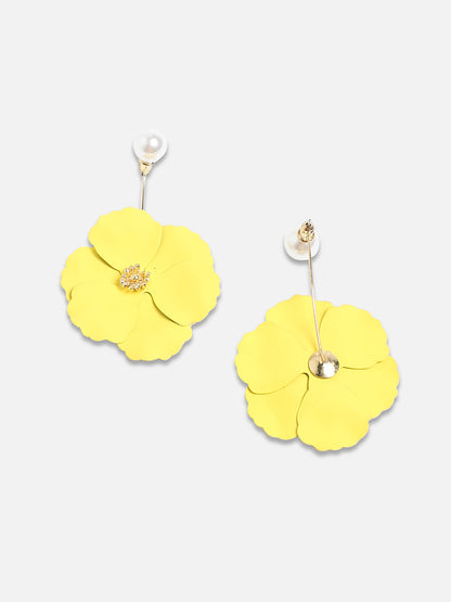 Set Of 2 Gold-Plated Pearls Beaded Floral Drop Earrings
