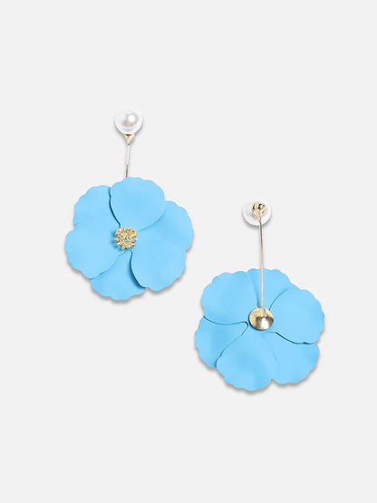 Set Of 2 Gold-Plated Pearls Beaded Floral Drop Earrings