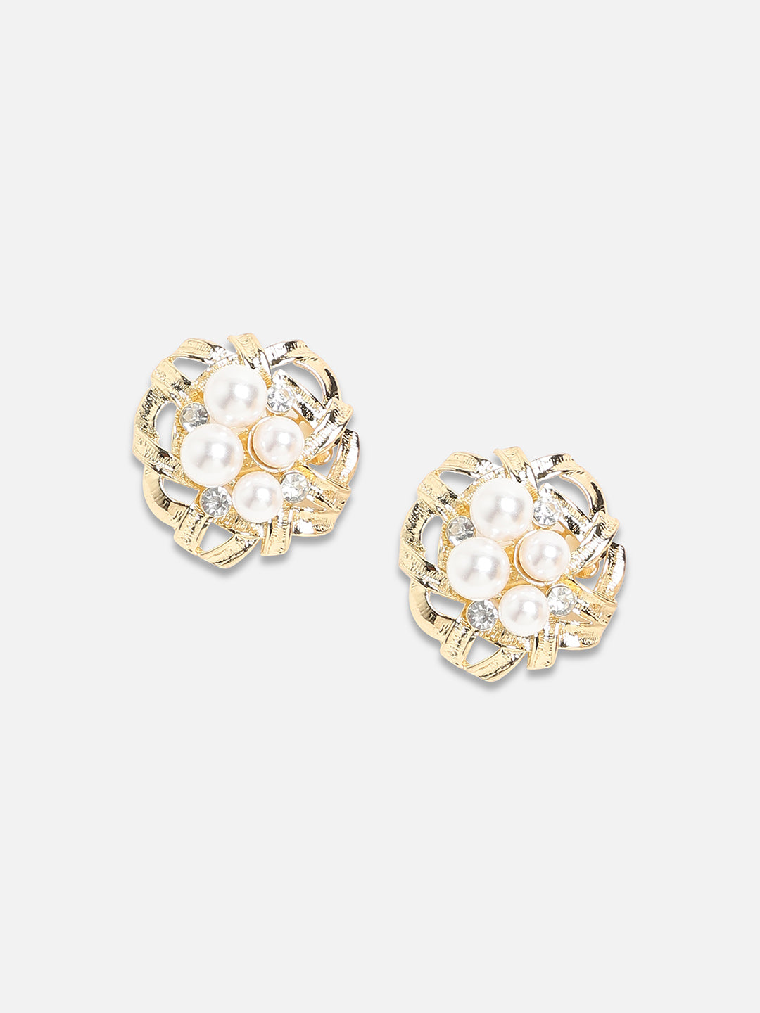 Set Of 2 Gold-Plated Floral Studs