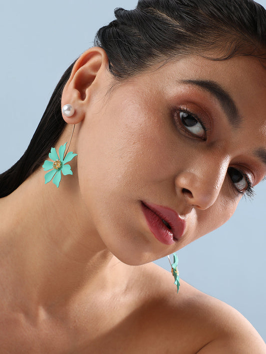 Set Of 2 Gold-Plated Contemporary Drop Earrings